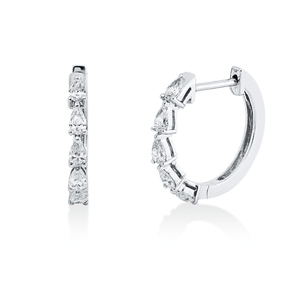 Creolen aus 750 Weißgold 10 Diamanten Tropfen-Schliff 0,34ct TW-SI 14,7x1,8mm Creolen aus 750 Weißgold 10 Diamanten Tropfen-Schliff 0,34ct TW-SI 14,7x1,8mm