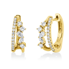 Creolen aus 585 Gold Gelbgold 34 Diamanten 0,47ct W-SI 14,2x5,4mm