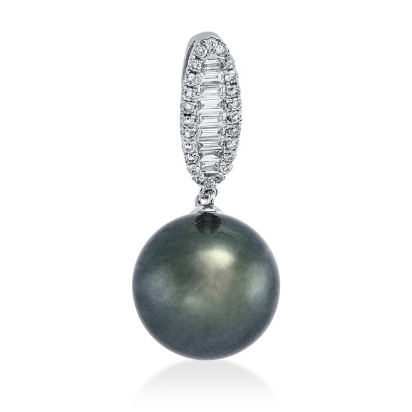 Anhänger aus 750 Weißgold Tahiti-Perle 33 Brillanten 0.24ct