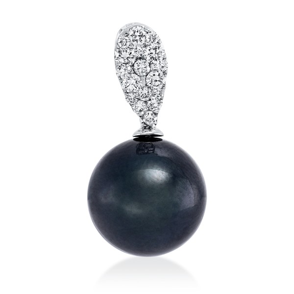 Anhänger aus 750 Weißgold Tahiti-Perle 17 Brillanten 0.21ct