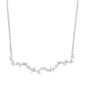 Collier aus 750 Weißgold 15 Diamanten Navette-Schliff 0,48ct TW-SI L:43,2cm Collier aus 750 Weißgold 15 Diamanten Navette-Schliff 0,48ct TW-SI L:43,2cm