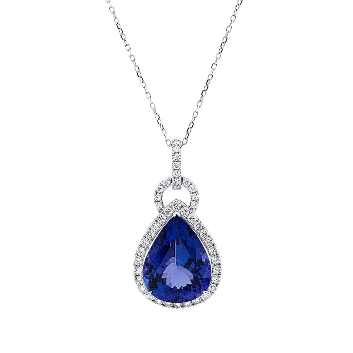 Collier aus 750 Weißgold Tansanit 43 Brillanten 0.66ct