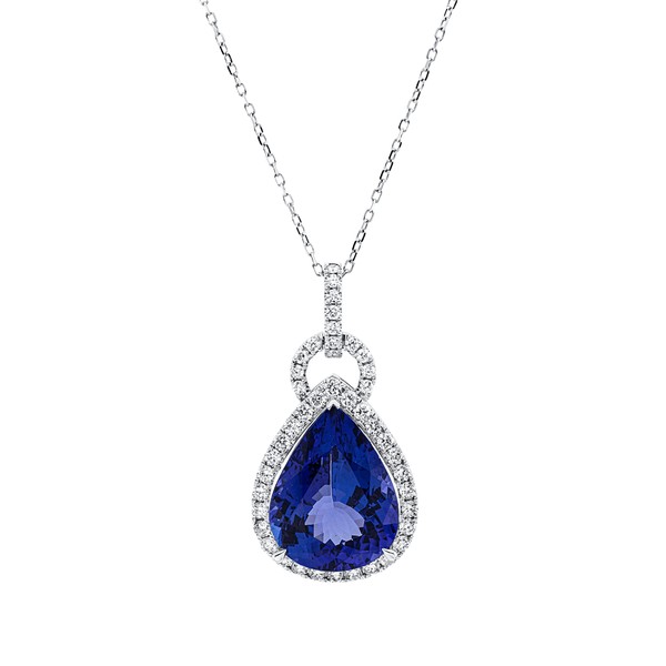 Collier aus 750 Weißgold Tansanit 43 Brillanten 0.66ct