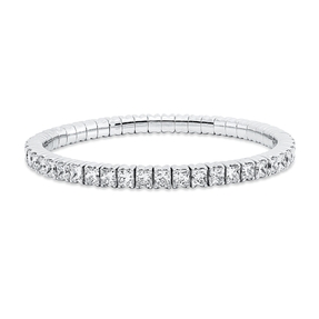 Armband Flex-Band aus 750 Weißgold 49 Diamanten Prinzess-Schliff 13ct TW-SI L:17cm