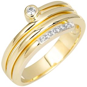 Ring aus 585 Gold Gelbgold mit 8 Diamanten Brillanten W-SI Goldring B: 9,3mm