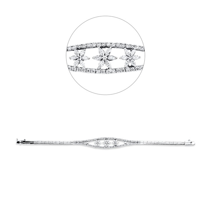 Armband aus 750 Weißgold 100 Brillanten 2.1ct