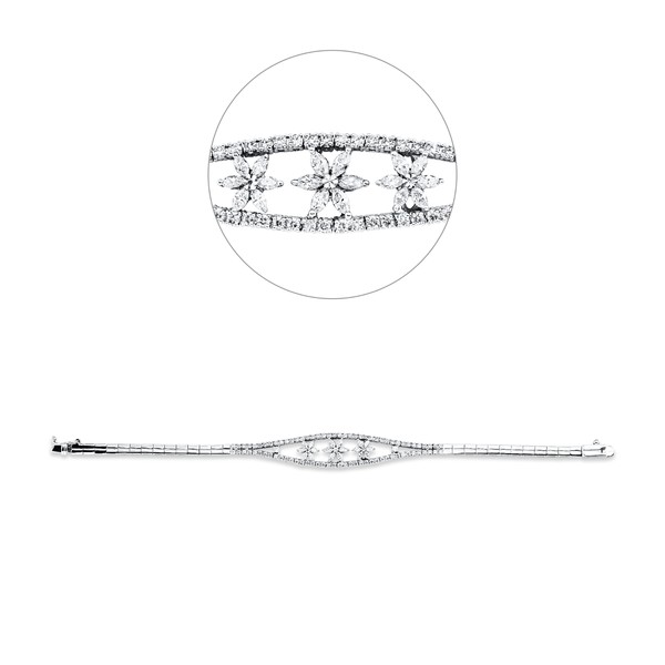 Armband aus 750 Weißgold 100 Brillanten 2.1ct
