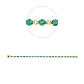 Armband aus 750 Gelbgold 23 Smaragde 5,23ct grün 23 Brillanten 0,47ct TW-SI Armband aus 750 Gelbgold 23 Smaragde 5,23ct grün 23 Brillanten 0,47ct TW-SI