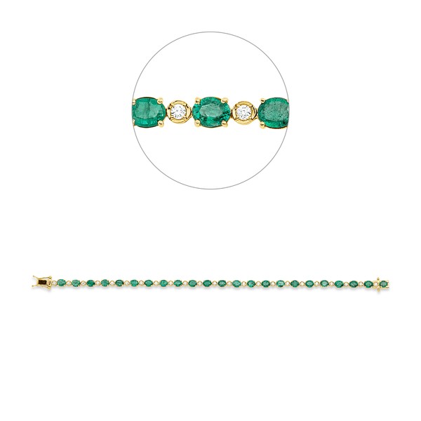 Armband aus 750 Gelbgold 23 Smaragde 23 Brillanten 0.47ct