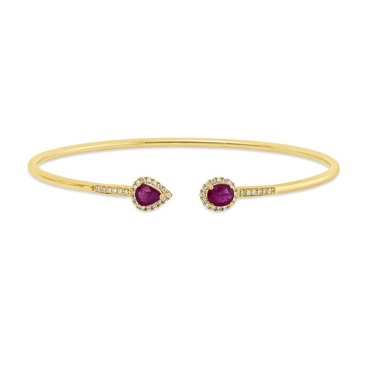 Armreif aus 750 Gelbgold 2 Rubine 44 Brillanten 0.13ct
