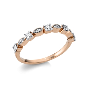 Ring aus 750 Gold Rotgold 8 Brillanten 0,03ct TW-SI B:2,5mm