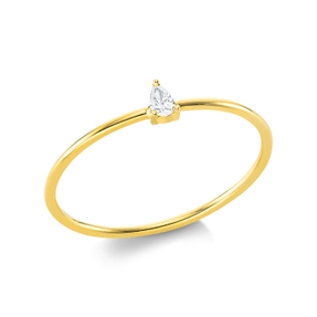 Solitaire Ring aus 750 Gelbgold Diamant Tropfen-Schliff 0,04ct I-VSI B:3,6mm