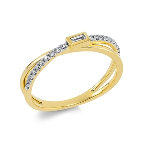 Ring aus 750 Gelbgold 21 Diamanten 0,18ct TW-SI B:3,8mm Fassung rhodiniert