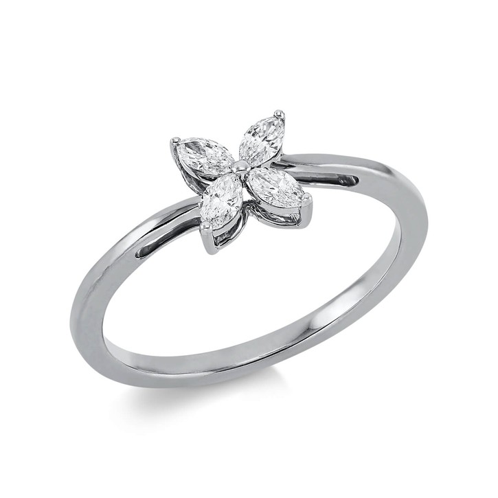 Ring aus 750 Weißgold 4 Diamanten 0.28ct