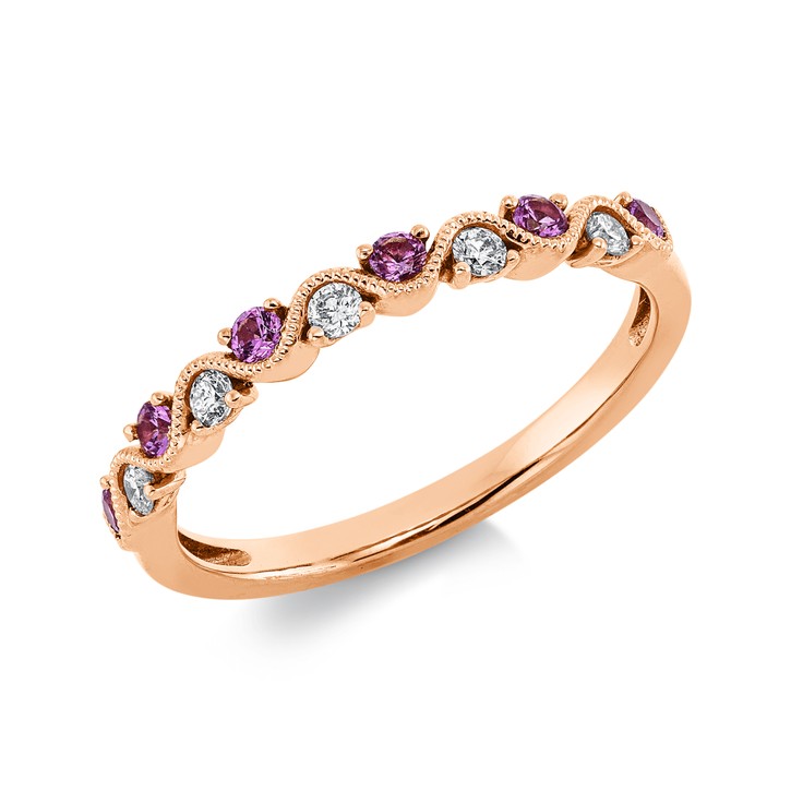 Ring aus 750 Rotgold 6 Saphire 5 Brillanten 0.1ct