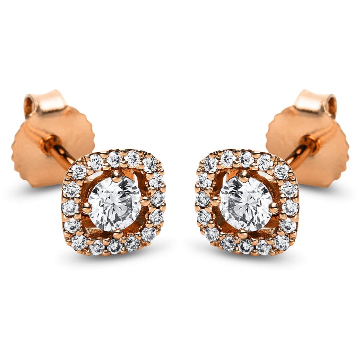 Ohrstecker aus 750 Rotgold 34 Brillanten 0.37ct