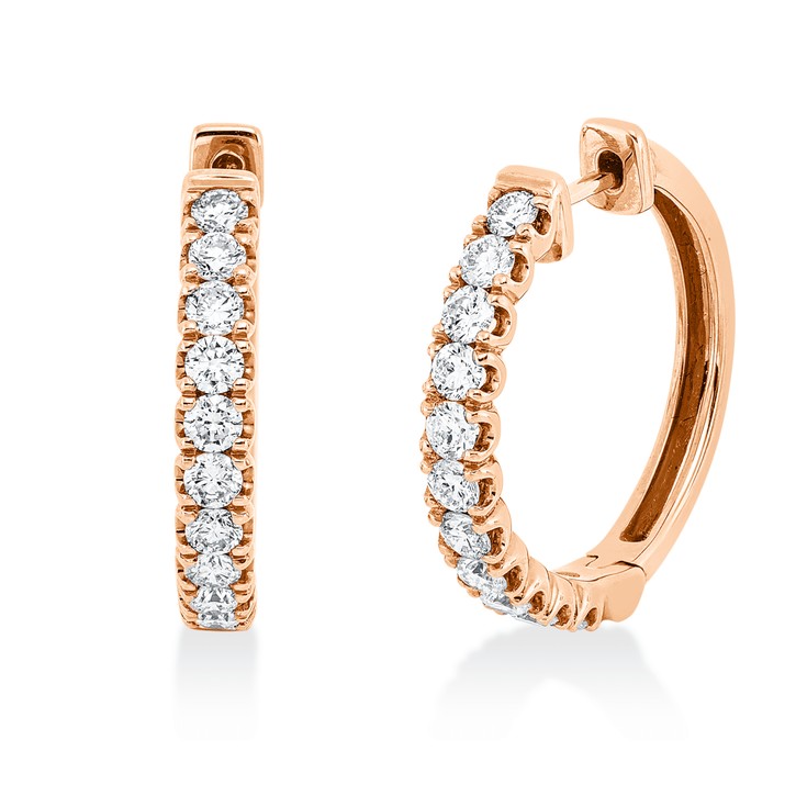 Creolen aus 750 Rotgold 22 Brillanten 1.12ct