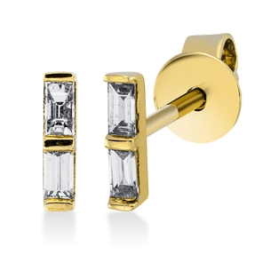 Ohrstecker aus 750 Gelbgold 4 Diamanten Baguette-Schliff 0,16ct TW-SI 6,5x1,5mm Ohrstecker aus 750 Gelbgold 4 Diamanten Baguette-Schliff 0,16ct TW-SI 6,5x1,5mm