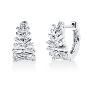 Creolen aus 750 Weißgold 30 Diamanten Trapez-Schliff 0,69ct TW-VSI 12,7x6,8mm