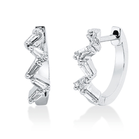 Creolen aus 750 Weißgold 10 Diamanten Trapez-Schliff 0,26ct F-SI 12,3x3,3mm