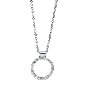 Collier Kreis aus 750 Gold Weißgold 21 Brillanten 0,17ct TW-VSI L:42cm