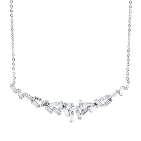 Collier aus 750 Weißgold 25 Diamanten Trapez-Schliff 0,78ct TW-SI L:43,2cm