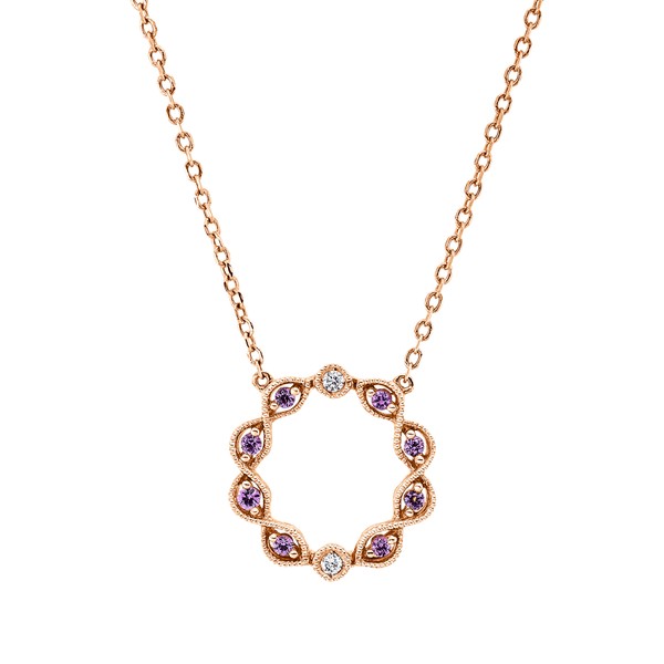 Collier aus 750 Rotgold 8 Saphire 2 Brillanten 0.02ct