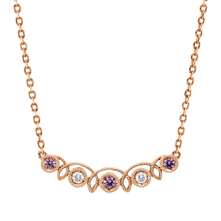 Collier aus 750 Rotgold 3 Saphire 2 Brillanten 0.04ct