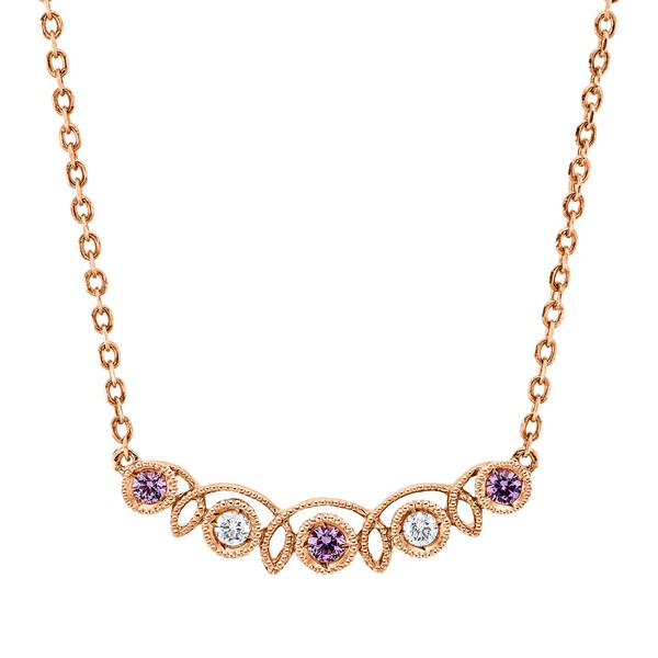 Collier aus 750 Rotgold 3 Saphire 2 Brillanten 0.04ct