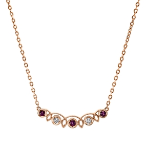 Collier aus 750 Rotgold 3 Rubine 0,07ct rot 2 Brillanten 0,04ct TWW-si L:45cm