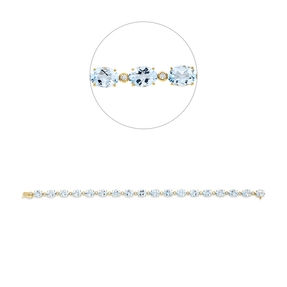 Armband aus 750 Gelbgold 18 Topase 15,6ct skyblue 18 Brillanten 0,29ct TW-SI