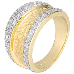 Breiter Ring aus 585 Gold teilrhodiniert 77 Diamanten Brillanten 1,04 Ct. W-SI