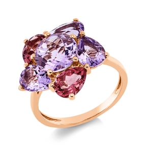 Ring aus 750 Gold Rotgold 6 Turmaline 5,3ct pink B:14,4mm
