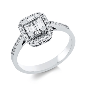 Ring aus 585 Gold Weißgold 35 Diamanten 0,6ct F-SI B:10mm