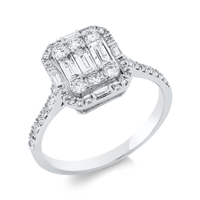 Ring aus 585 Gold Weißgold 49 Diamanten 0,76ct F-SI B:10,8mm