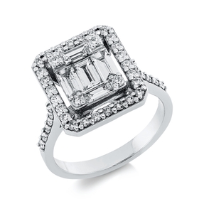 Ring aus 585 Gold Weißgold 47 Diamanten 1,18ct B:13,8mm