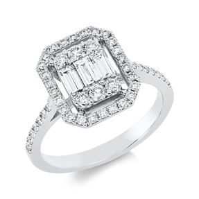 Ring aus 750 Gold Weißgold 49 Diamanten 0,85ct F-SI B:12,5mm