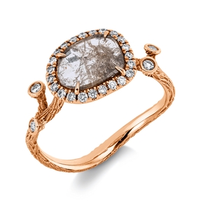 Ring aus 750 Gold Rotgold 28 Diamanten 0,74ct I-SI/PI B:9,4mm