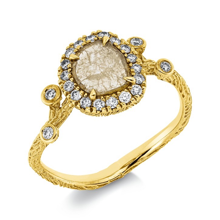 Ring aus 750 Gelbgold 23 Brillanten 0.51ct