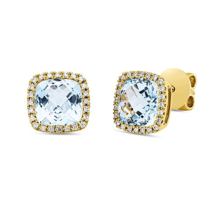 Ohrstecker aus 750 Gelbgold 2 Topase 48 Brillanten 0.15ct