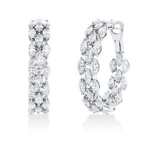 Creolen aus 750 Weißgold 68 Diamanten Navette-Schliff 6,36ct TW-VSI/SI 30,6x6,9mm
