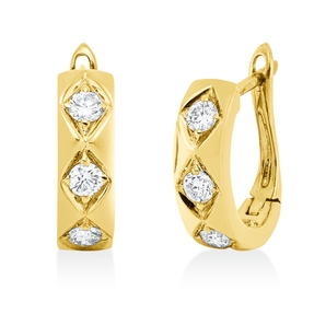 Creolen aus 750 Gold Gelbgold 6 Brillanten 0,29ct TW-SI 12,6x3,8mm
