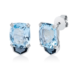Ohrstecker aus 750 Gold Weißgold 4 Topase 12,4ct London Blue 12,7x6,9mm
