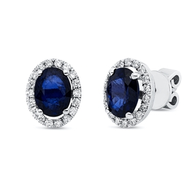 Ohrstecker 750 Weißgold 2 Saphire 1,82ct blau 36 Brillanten 0,26ct F-SI 9,6x7,7mm