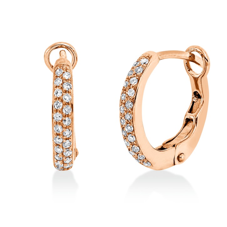 Creolen aus 750 Rotgold 42 Diamanten 0.16ct