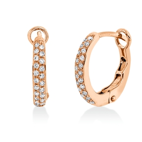 Creolen aus 750 Gold Rotgold 42 Diamanten 0,16ct TW-SI 11,4x0,2mm