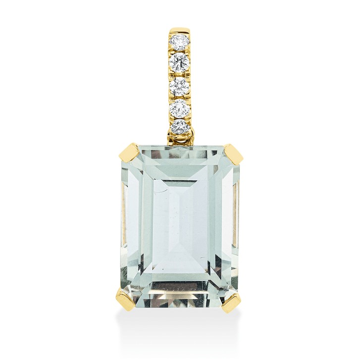 Anhänger aus 750 Gelbgold Amethyst 5 Brillanten 0.1ct