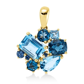 Anhänger aus 750 Gold Gelbgold 9 Saphire 4,79ct blau 21,2x16,5mm mit Öse Anhänger aus 750 Gold Gelbgold 9 Saphire 4,79ct blau 21,2x16,5mm mit Öse