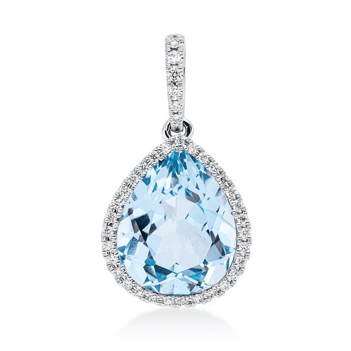 Anhänger aus 750 Weißgold Topas 28 Brillanten 0.17ct