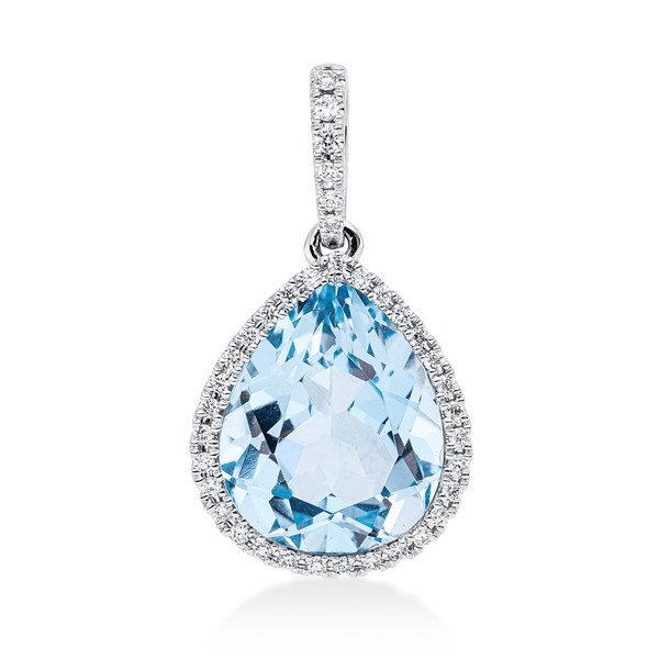 Anhänger aus 750 Weißgold Topas 28 Brillanten 0.17ct